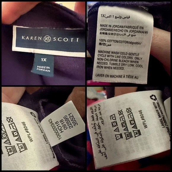 Karen Scott 3/4 Sleeve Boat Neck Purple 1X Plus Size Top EUC - Picture 5 of 11